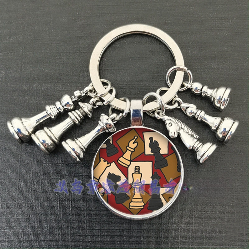 Királynő ló és ló elefánt katona sakk medál kulcstartó idő drágakő ékszer ajándék kulcstartó