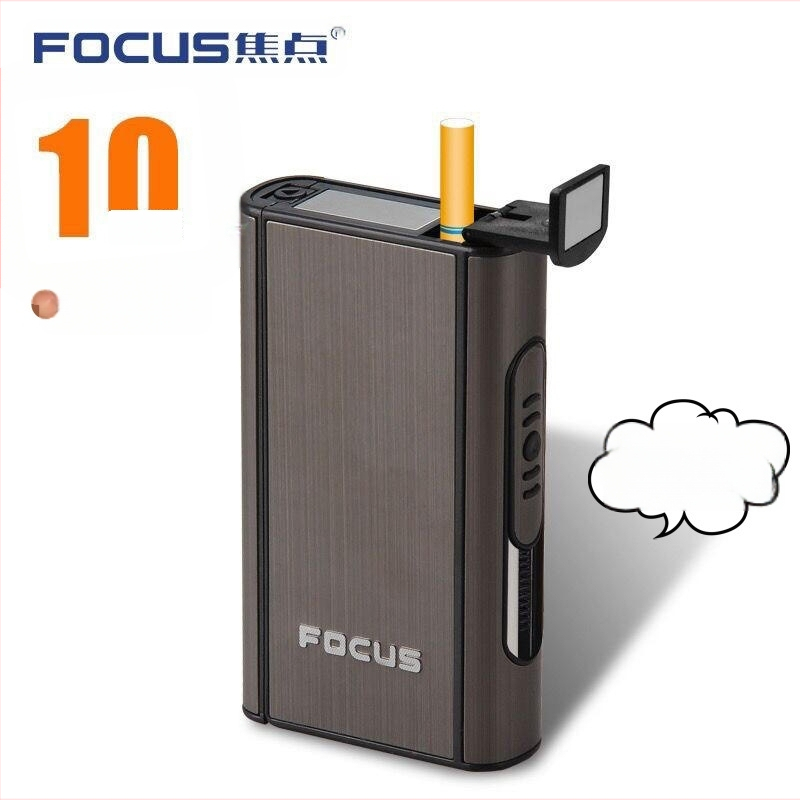 Fókusz automatikus kidobós cigarettadoboz fém rajzú cigaretta 10 darabos férfi hordozható cigarettadoboz nyomáscsökkentő nedvesség elleni védelemmel