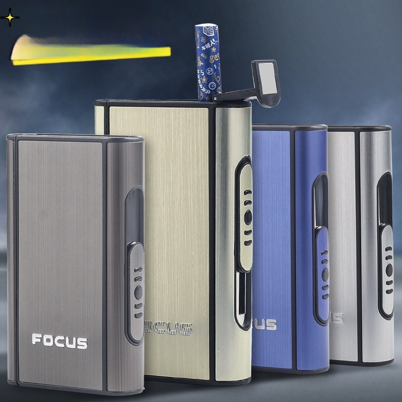Fókusz automatikus kidobós cigarettadoboz fém rajzú cigaretta 10 darabos férfi hordozható cigarettadoboz nyomáscsökkentő nedvesség elleni védelemmel
