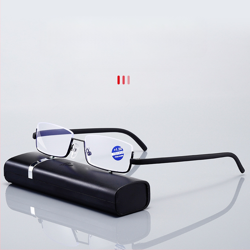 Modne nove naočale za čitanje s poluokvirom za muškarce i žene, prijenosne modne naočale za čitanje s kutijom, anti-plavo svjetlo, prekogranične naočale za čitanje na zalihi