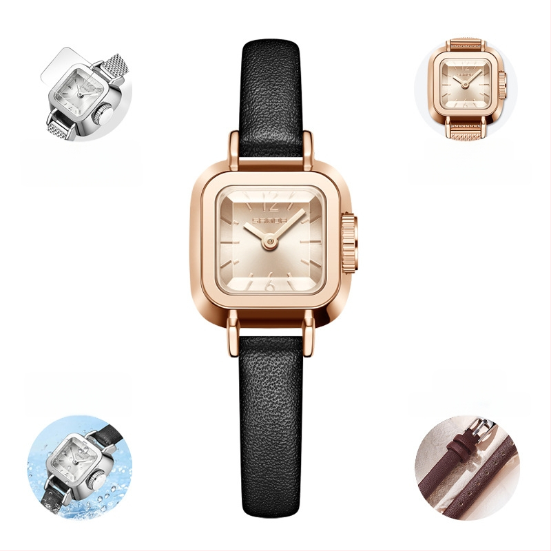 Női karóra retro kis négyzet alakú kvarc vízálló divatos trendi egyszerű öves karóra nagykereskedelem 2024 új óra