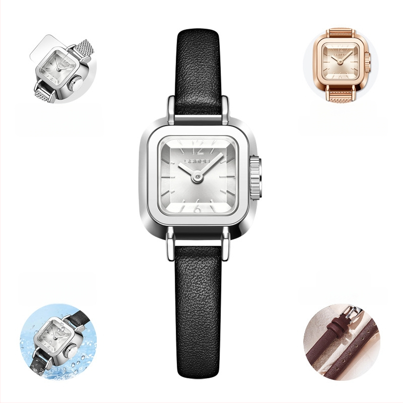 Női karóra retro kis négyzet alakú kvarc vízálló divatos trendi egyszerű öves karóra nagykereskedelem 2024 új óra