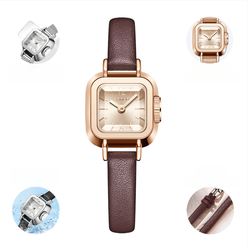 Női karóra retro kis négyzet alakú kvarc vízálló divatos trendi egyszerű öves karóra nagykereskedelem 2024 új óra