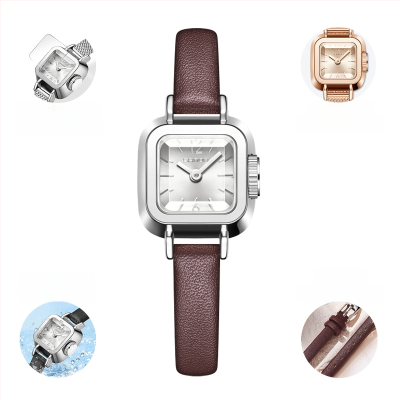 Női karóra retro kis négyzet alakú kvarc vízálló divatos trendi egyszerű öves karóra nagykereskedelem 2024 új óra