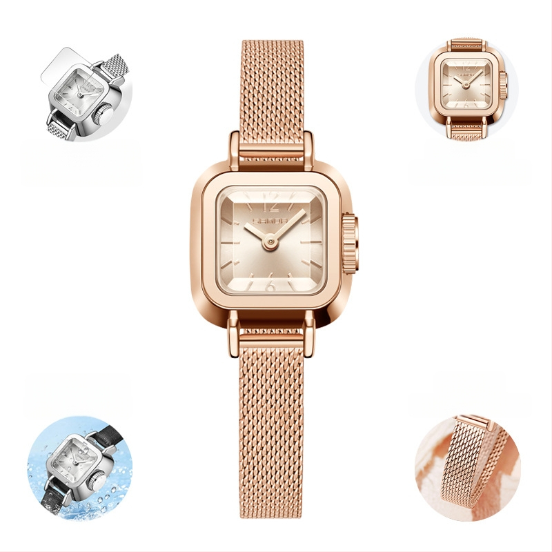 Női karóra retro kis négyzet alakú kvarc vízálló divatos trendi egyszerű öves karóra nagykereskedelem 2024 új óra