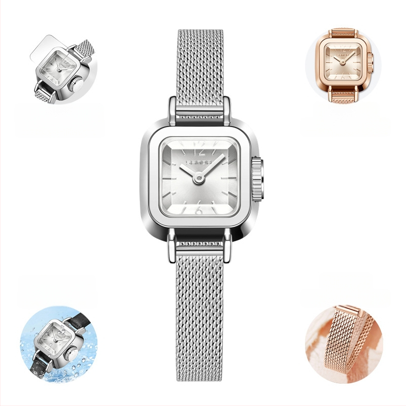 Női karóra retro kis négyzet alakú kvarc vízálló divatos trendi egyszerű öves karóra nagykereskedelem 2024 új óra