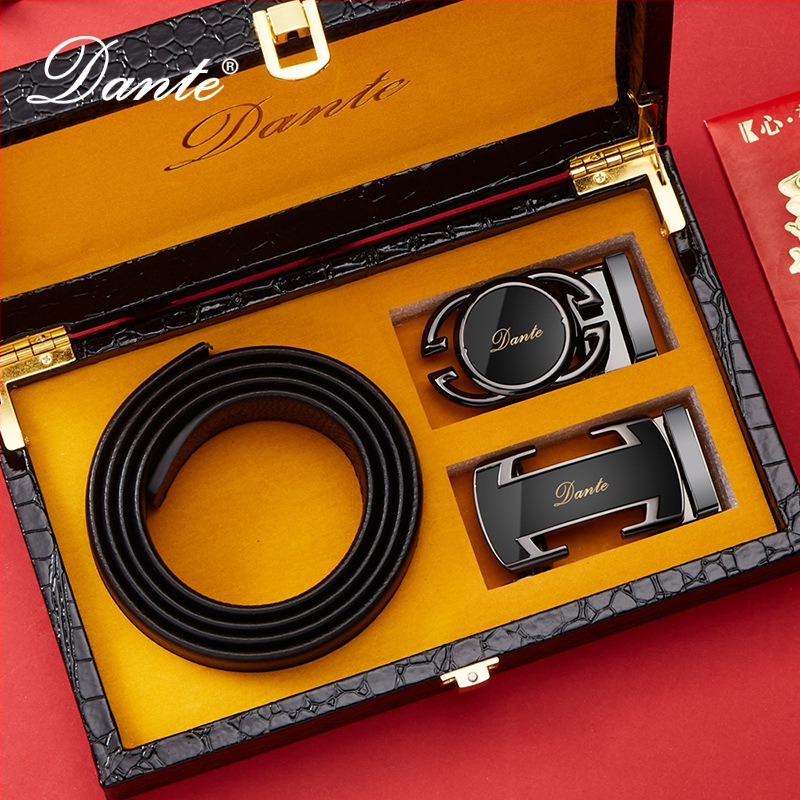 2024-es új, dupla csatos övszett, első rétegű marhabőrből készült, automata csatos férfi öv, valódi bőr nagykereskedelmi öv