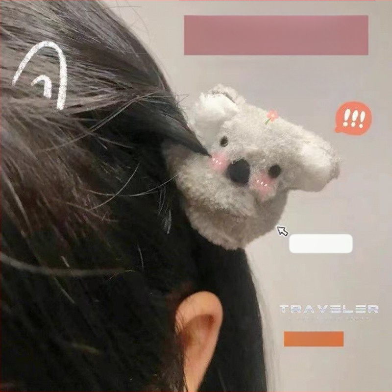 Kis koala klipsz aranyos plüss koala hajtű lány oldalsó klipsz internetes híresség frufru klipsz fejdísz szőrös hajtű