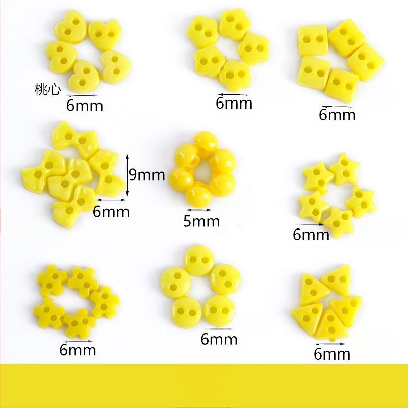 Plastikust väike nööp, miniatuurne värviline käsitööna valminud isetehtud joonistusnööp, ploomiõie nööp, virsikukujuline süda, viieharuline täht, väike nööp 6 mm