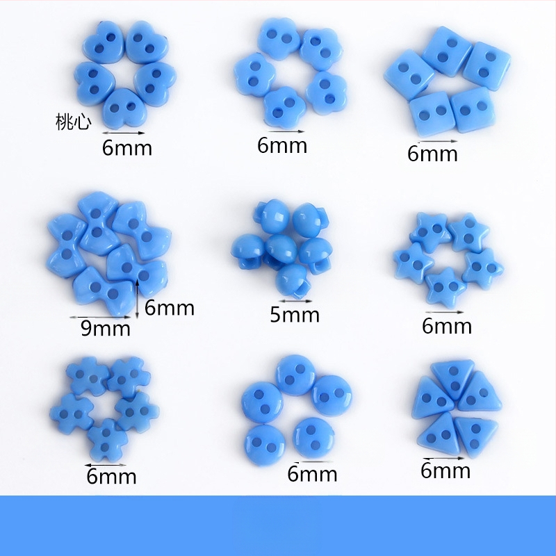 Plastikust väike nööp, miniatuurne värviline käsitööna valminud isetehtud joonistusnööp, ploomiõie nööp, virsikukujuline süda, viieharuline täht, väike nööp 6 mm