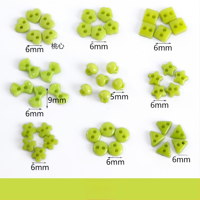 Plastikust väike nööp, miniatuurne värviline käsitööna valminud isetehtud joonistusnööp, ploomiõie nööp, virsikukujuline süda, viieharuline täht, väike nööp 6 mm