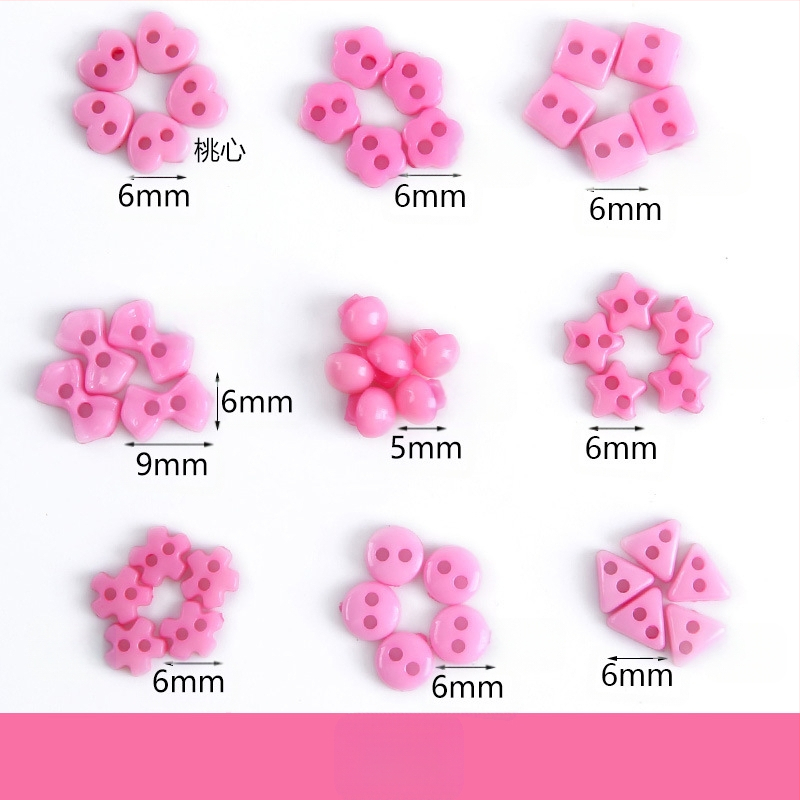 Plastikust väike nööp, miniatuurne värviline käsitööna valminud isetehtud joonistusnööp, ploomiõie nööp, virsikukujuline süda, viieharuline täht, väike nööp 6 mm