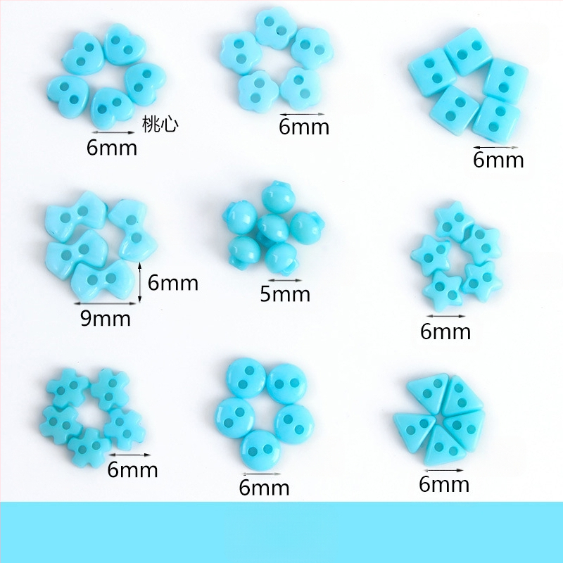 Plastikust väike nööp, miniatuurne värviline käsitööna valminud isetehtud joonistusnööp, ploomiõie nööp, virsikukujuline süda, viieharuline täht, väike nööp 6 mm