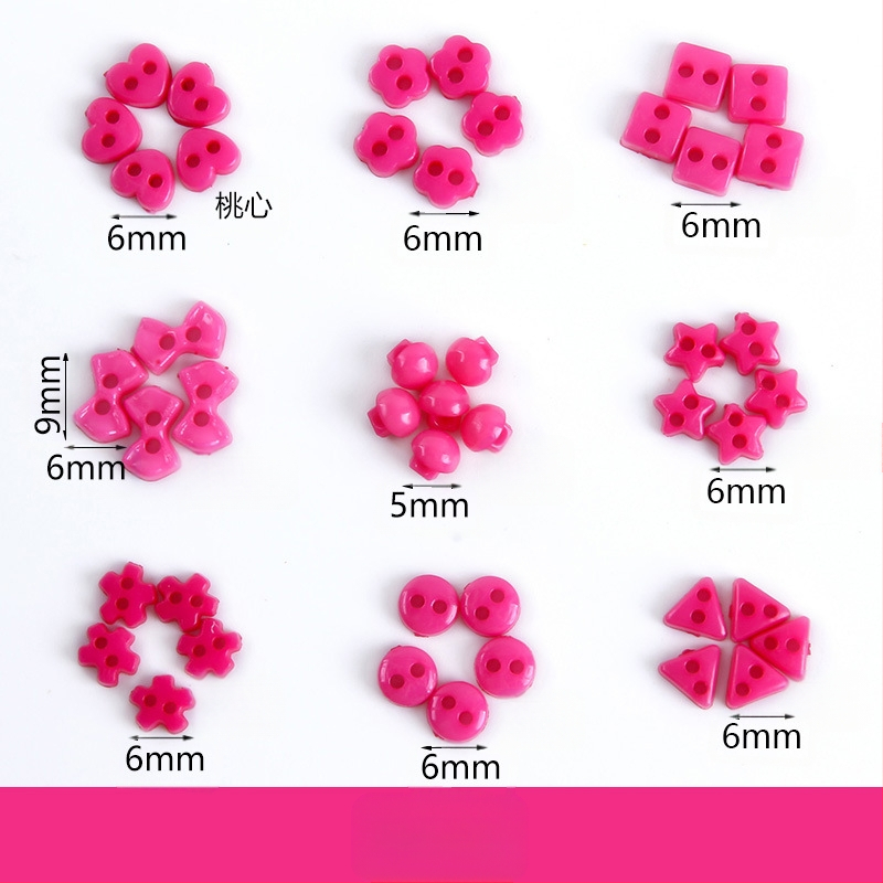 Plastikust väike nööp, miniatuurne värviline käsitööna valminud isetehtud joonistusnööp, ploomiõie nööp, virsikukujuline süda, viieharuline täht, väike nööp 6 mm