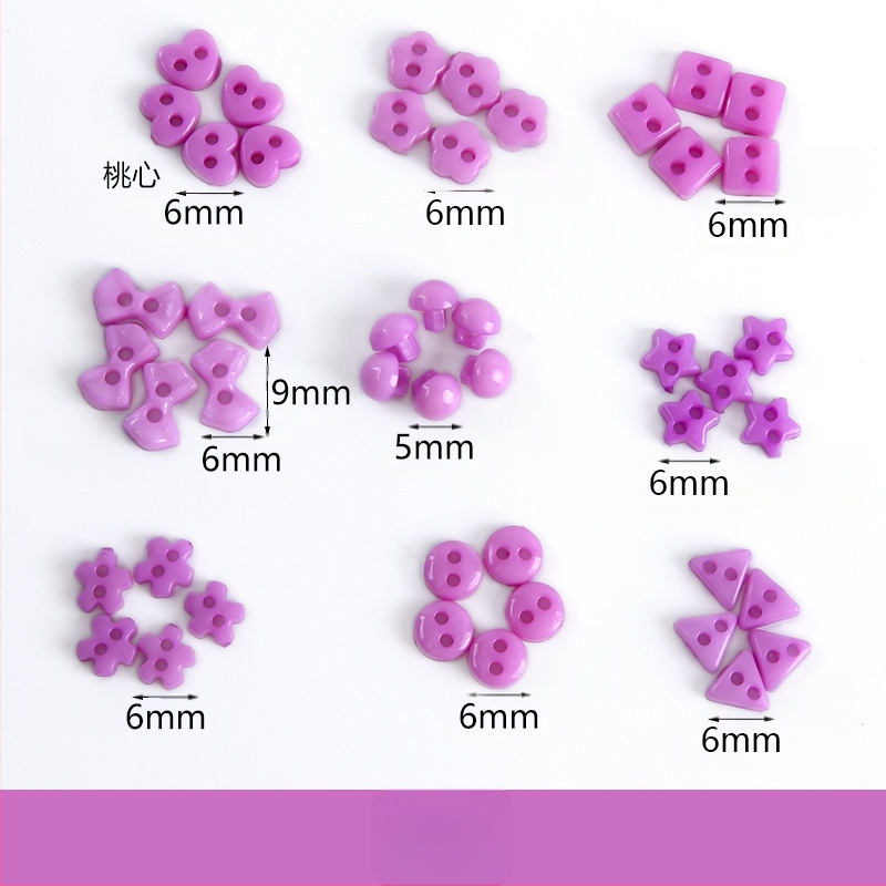 Plastikust väike nööp, miniatuurne värviline käsitööna valminud isetehtud joonistusnööp, ploomiõie nööp, virsikukujuline süda, viieharuline täht, väike nööp 6 mm