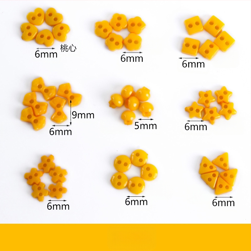 Plastikust väike nööp, miniatuurne värviline käsitööna valminud isetehtud joonistusnööp, ploomiõie nööp, virsikukujuline süda, viieharuline täht, väike nööp 6 mm