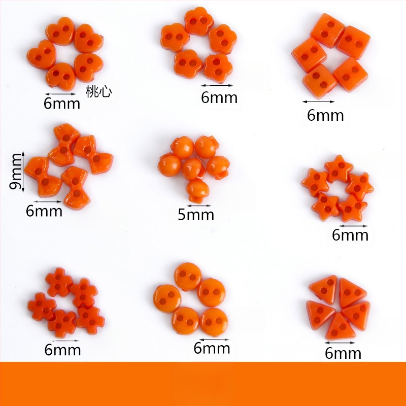 Plastikust väike nööp, miniatuurne värviline käsitööna valminud isetehtud joonistusnööp, ploomiõie nööp, virsikukujuline süda, viieharuline täht, väike nööp 6 mm
