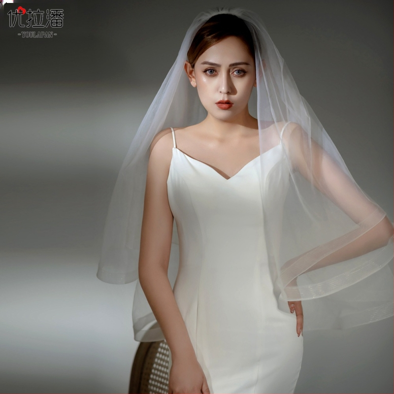 Youlapan V69 Тематичен Фотографски Воал Булчински Воал Многопластов Сватбен Воал с Дължина до талията Сватбен Воал с Широка Поля