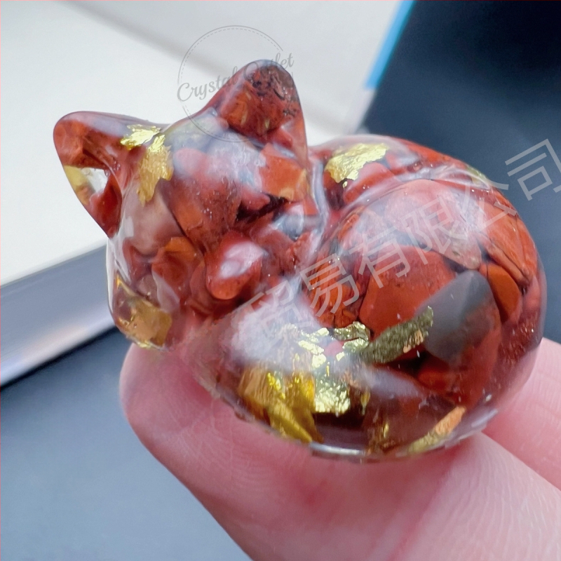 Természetes kristály kavics gyanta ragasztó cica fekvő macska díszek határokon átnyúló forró külkereskedelmi ellátás nagykereskedelem