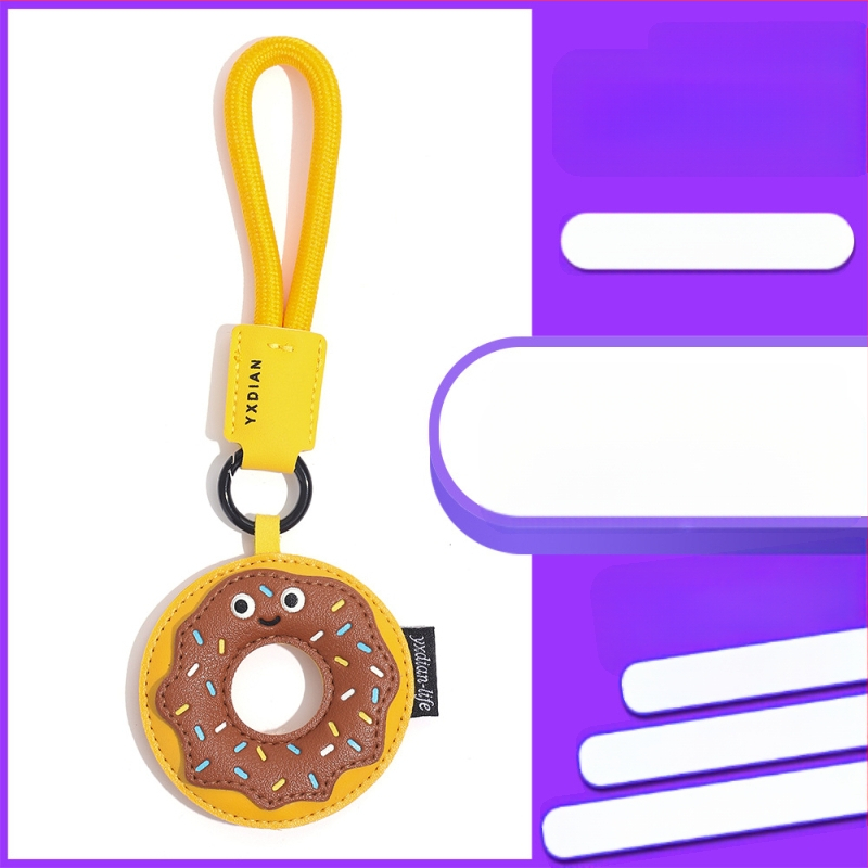 Eredeti valódi kreatív bőr fánk kulcstartó lányoknak iskolatáska medál rajzfilm aranyos stílusú medál nagykereskedelem