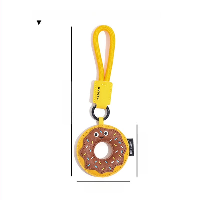 Eredeti valódi kreatív bőr fánk kulcstartó lányoknak iskolatáska medál rajzfilm aranyos stílusú medál nagykereskedelem