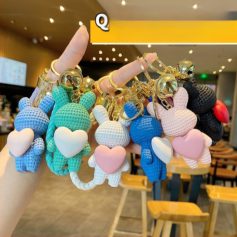 Ρητίνη Love Rabbit Υφαντό Κρεμαστό Χαριτωμένο Έξοχο Μασκότ Πρωτοχρονιάς Τσάντα Αυτοκινήτου Ζευγάρι Σχολική Τσάντα Μπρελόκ