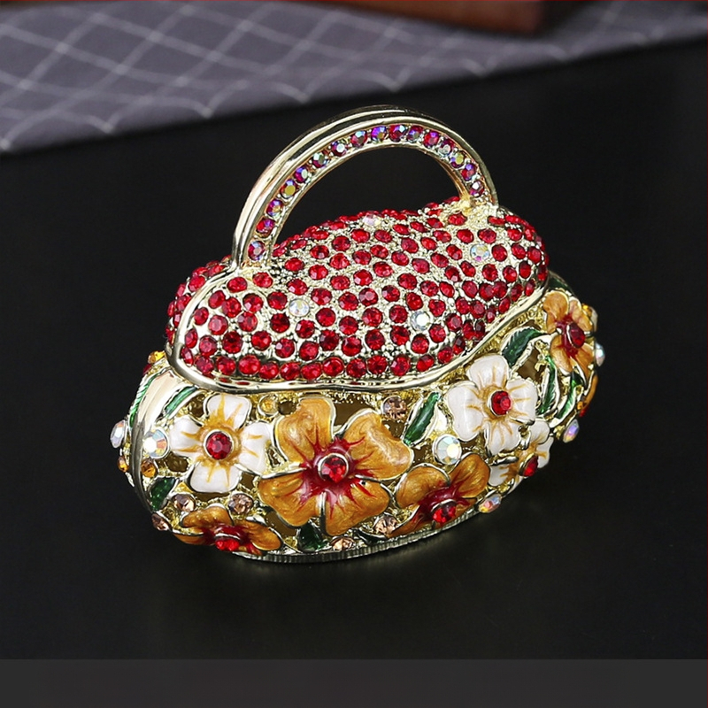 Robbanásveszélyes fém Qibao égő kézműves kínai zománc ékszerdoboz kreatív lakberendezési virágkosár táska kis díszek