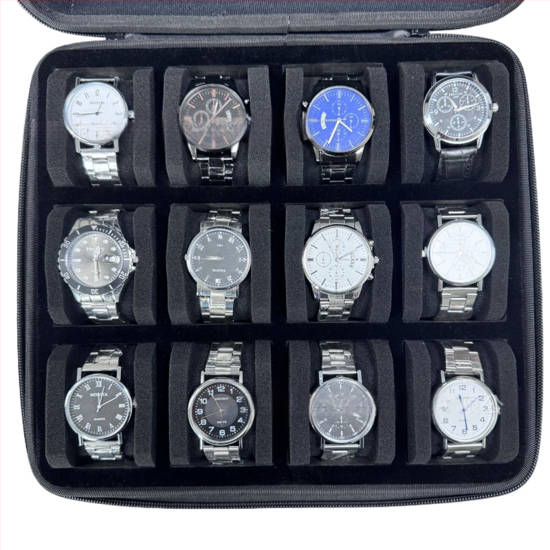 Gyártók raktáron új 12 bites óratároló doboz, csúcskategóriás óragyűjtő doboz, óratáska, eva óradoboz