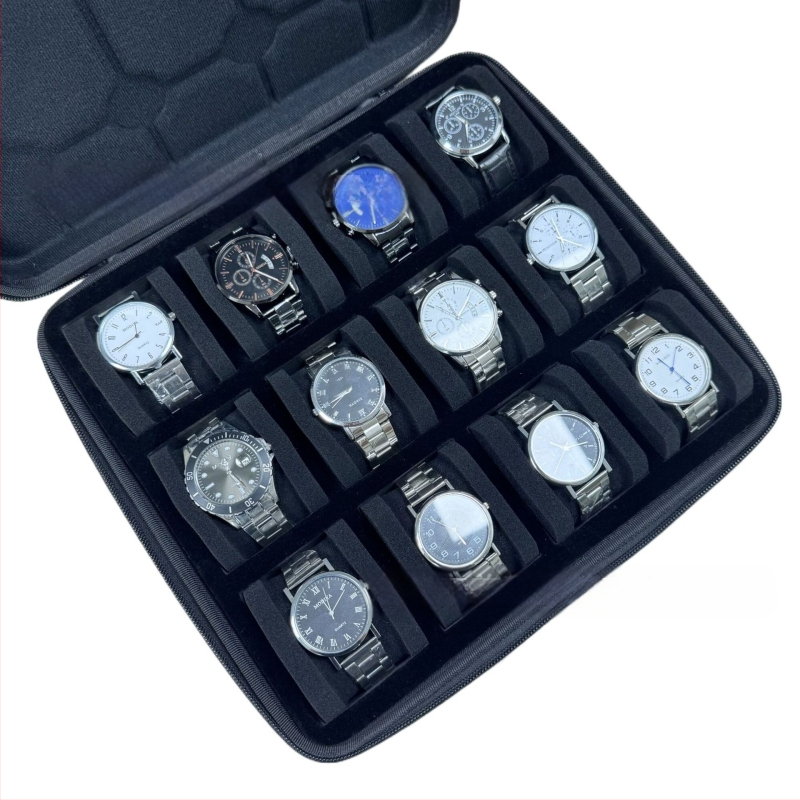 Gyártók raktáron új 12 bites óratároló doboz, csúcskategóriás óragyűjtő doboz, óratáska, eva óradoboz