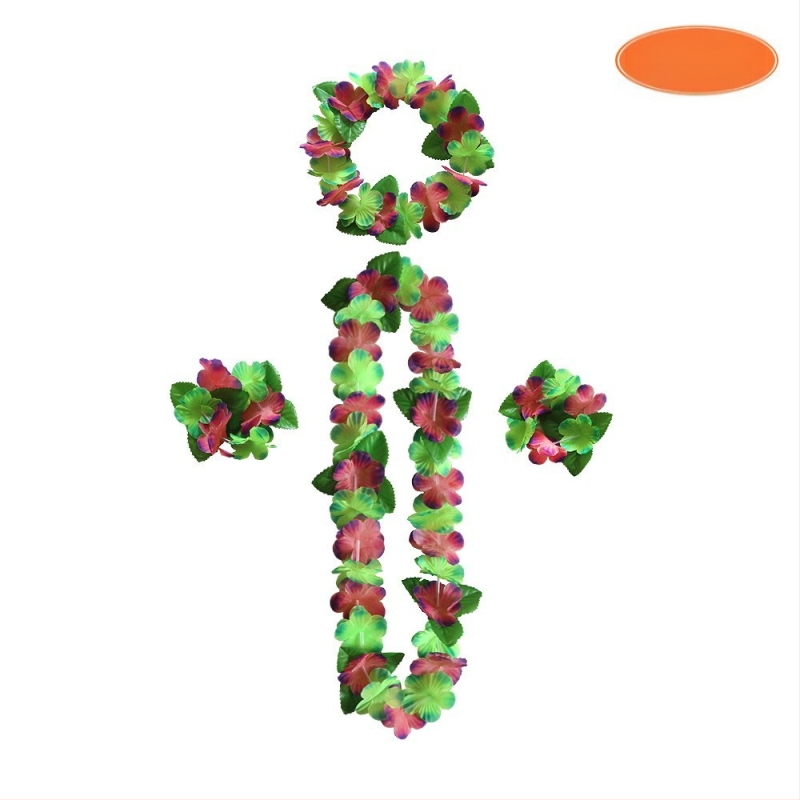 Mereäärne rand Hawaii vaniku kroonlehega 12 värvi neljaosaline kaelakee, pea, sõrmus, käevõru pühadekaunistused