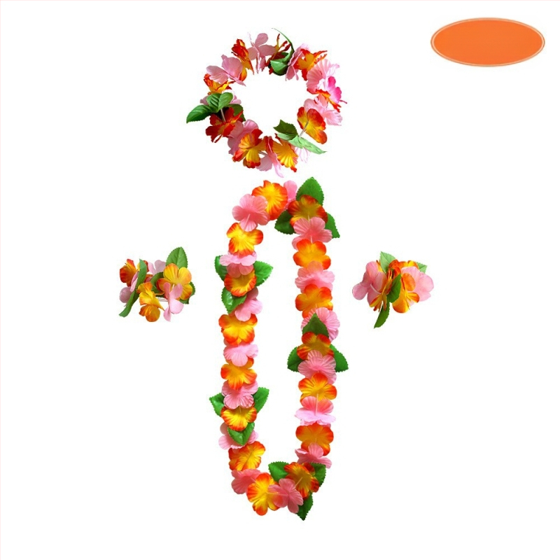 Mereäärne rand Hawaii vaniku kroonlehega 12 värvi neljaosaline kaelakee, pea, sõrmus, käevõru pühadekaunistused