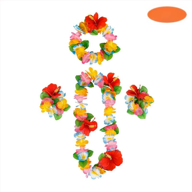 Mereäärne rand Hawaii vaniku kroonlehega 12 värvi neljaosaline kaelakee, pea, sõrmus, käevõru pühadekaunistused