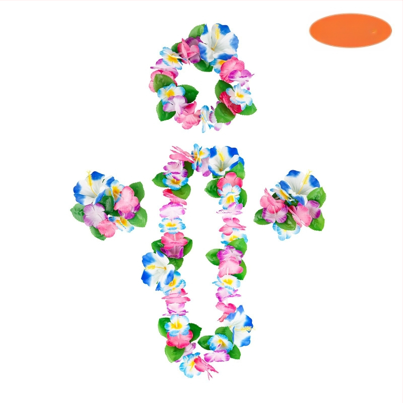 Mereäärne rand Hawaii vaniku kroonlehega 12 värvi neljaosaline kaelakee, pea, sõrmus, käevõru pühadekaunistused