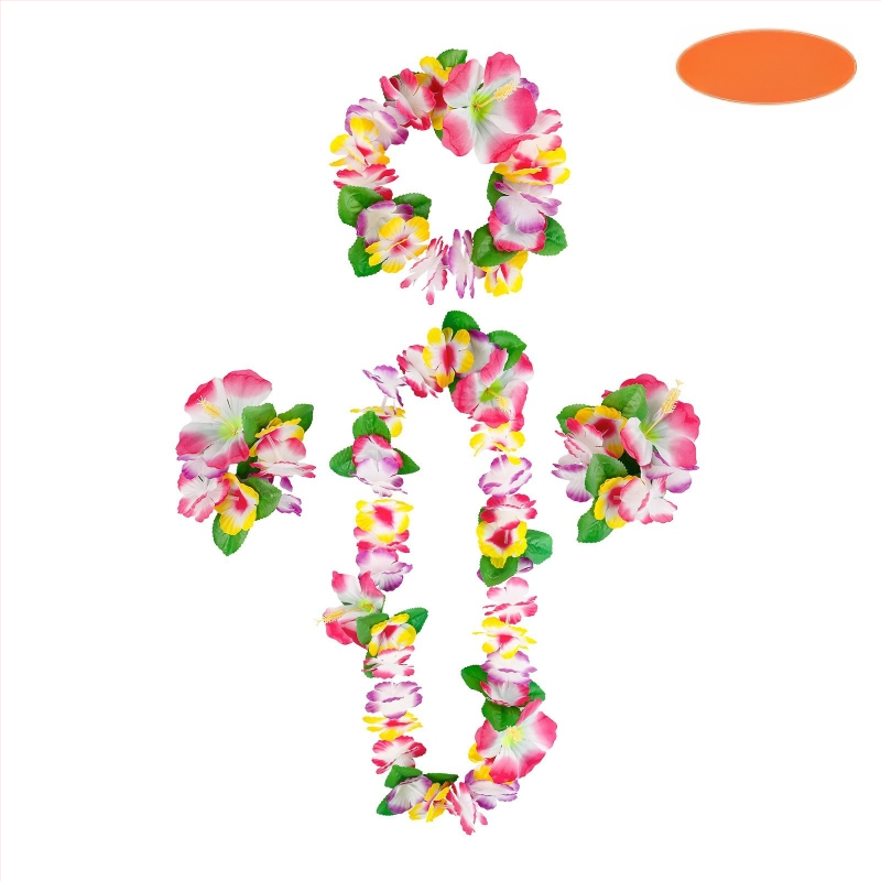 Mereäärne rand Hawaii vaniku kroonlehega 12 värvi neljaosaline kaelakee, pea, sõrmus, käevõru pühadekaunistused