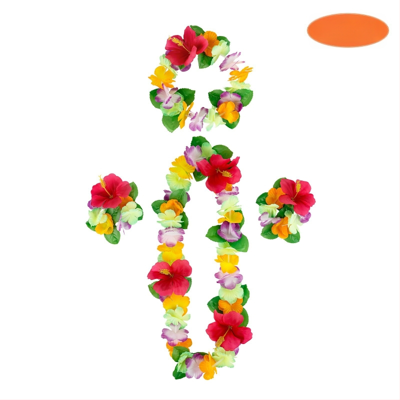 Mereäärne rand Hawaii vaniku kroonlehega 12 värvi neljaosaline kaelakee, pea, sõrmus, käevõru pühadekaunistused