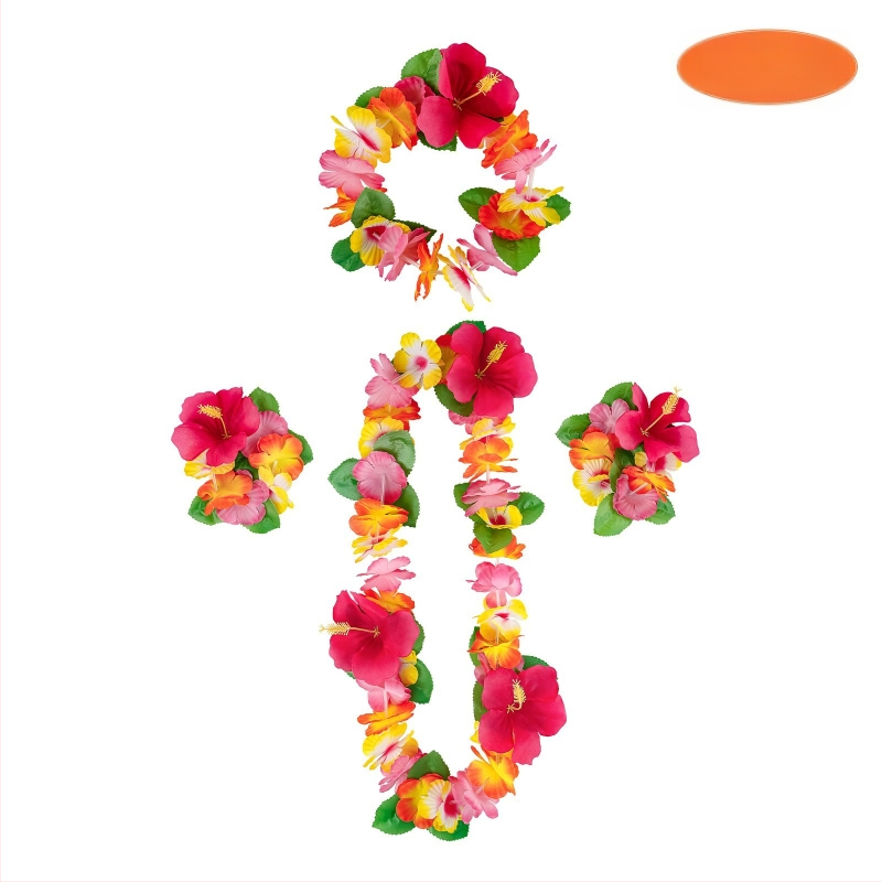 Mereäärne rand Hawaii vaniku kroonlehega 12 värvi neljaosaline kaelakee, pea, sõrmus, käevõru pühadekaunistused