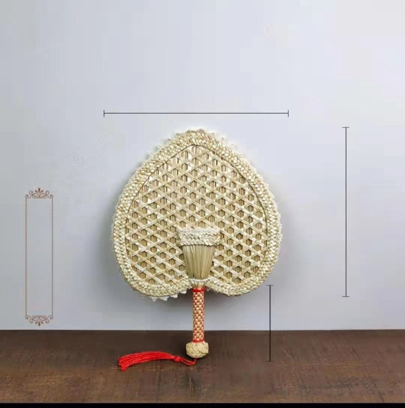 Ръчно плетен ветрилообразен вентилатор от пшенична слама в старомоден голям ветрилообразен кръгъл ветрилообразен вентилатор от банан, плетен от слама, летен, детски, преносим, класически китайски стил