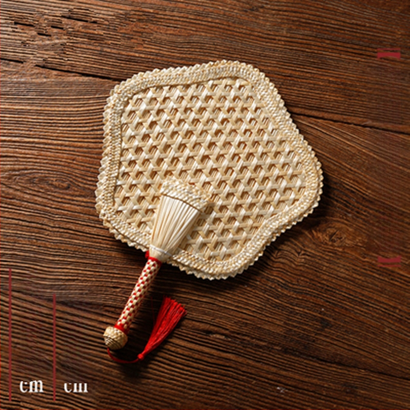 Ръчно плетен ветрилообразен вентилатор от пшенична слама в старомоден голям ветрилообразен кръгъл ветрилообразен вентилатор от банан, плетен от слама, летен, детски, преносим, класически китайски стил