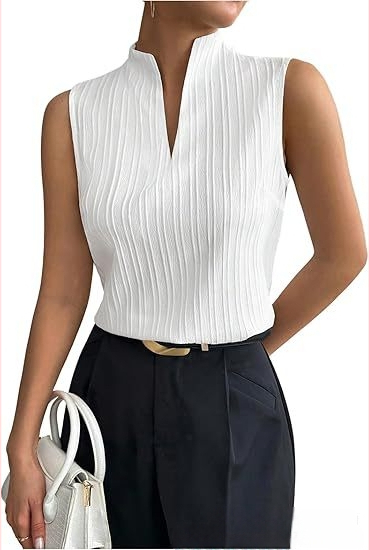 2025 Amazon európai és amerikai export női nyári csíkos V-nyakú ujjatlan pulóver divatos hétköznapi felső