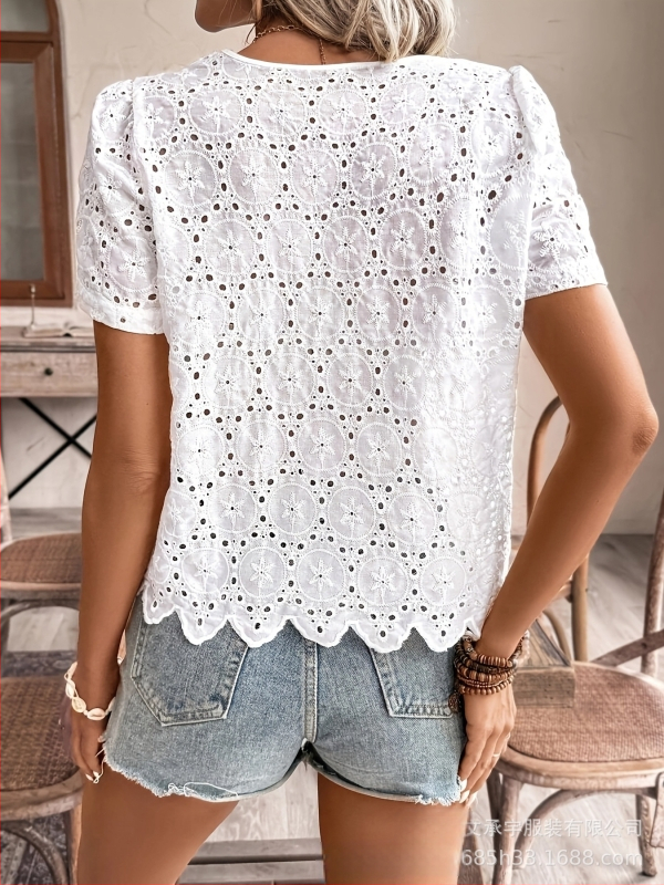 2025-ös európai és amerikai határokon átnyúló export Aliexpress Amazon Independent Station V-nyakú rövid ujjú felsők nőknek