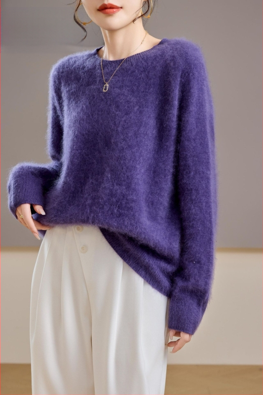 [Serie Fleece] Pulover din cașmir periat fără cusături, 5% cașmir, 95 lână, cu guler rotund/decolteu în V, 25 de ani nou