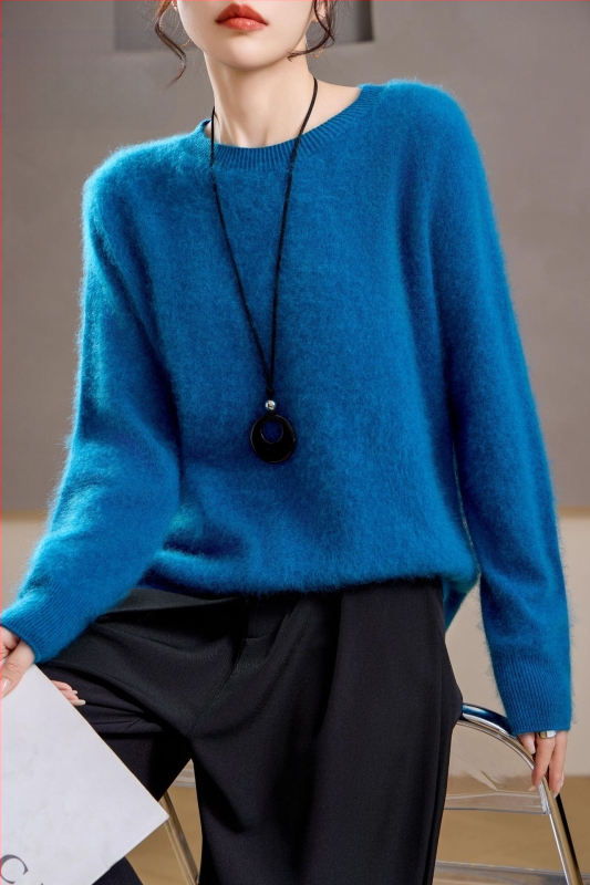 [Serie Fleece] Pulover din cașmir periat fără cusături, 5% cașmir, 95 lână, cu guler rotund/decolteu în V, 25 de ani nou