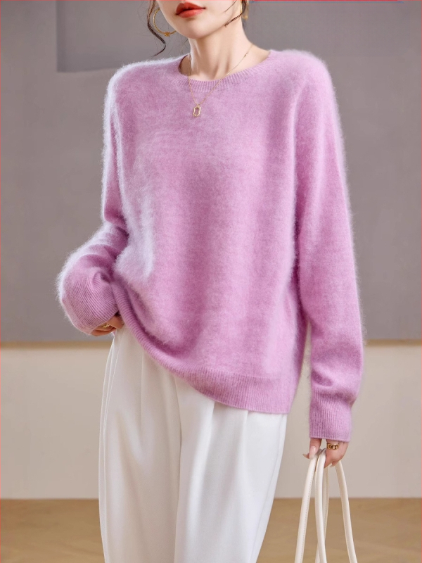 [Serie Fleece] Pulover din cașmir periat fără cusături, 5% cașmir, 95 lână, cu guler rotund/decolteu în V, 25 de ani nou