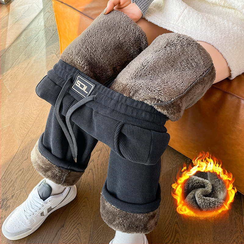 Bő szárú kordbársony nadrág ősszel és télen Új, polár bélésű, vastag, laza pamut nadrág Magas derekú, drapézott, lezser, egyenes szárú nadrág Női őszi és téli