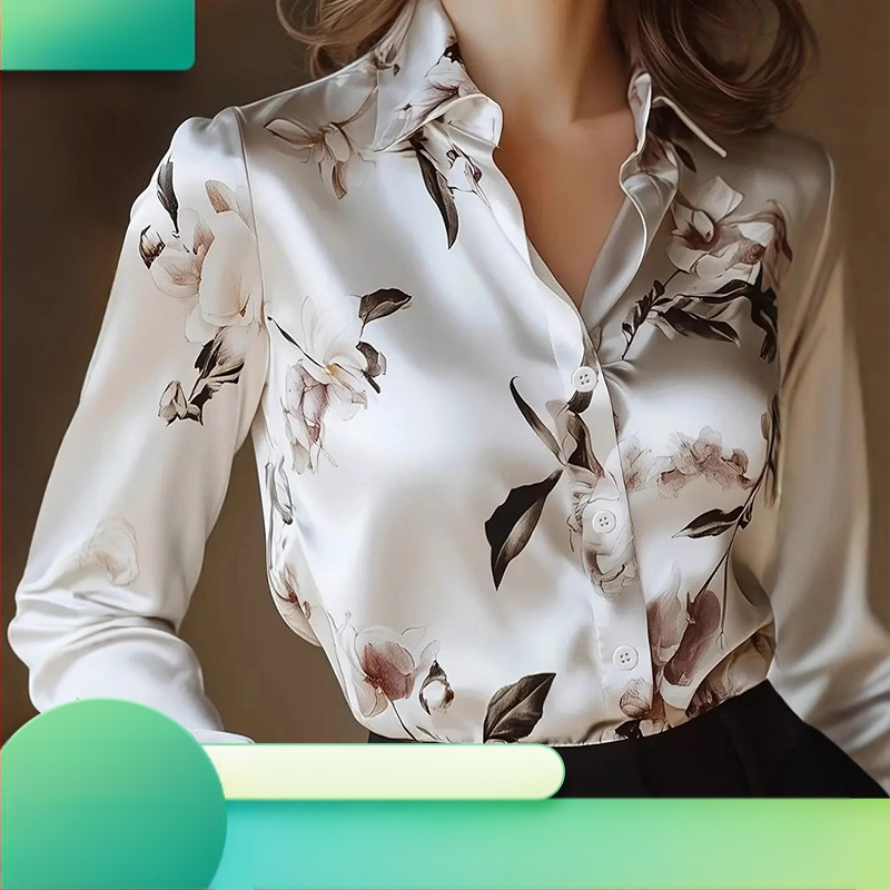 2025 tavaszi és őszi új koreai stílusú nyomtatott sifon ing, női hosszú ujjú női ing, divatos ingázó munkaruha