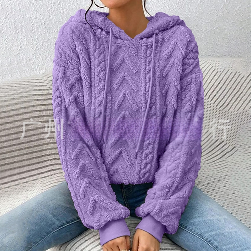 Hanorac casual cu mânecă lungă din catifea, cu glugă și șnur, pentru femei, cu umeri goi, Amazon, toamnă nouă, model Teddy