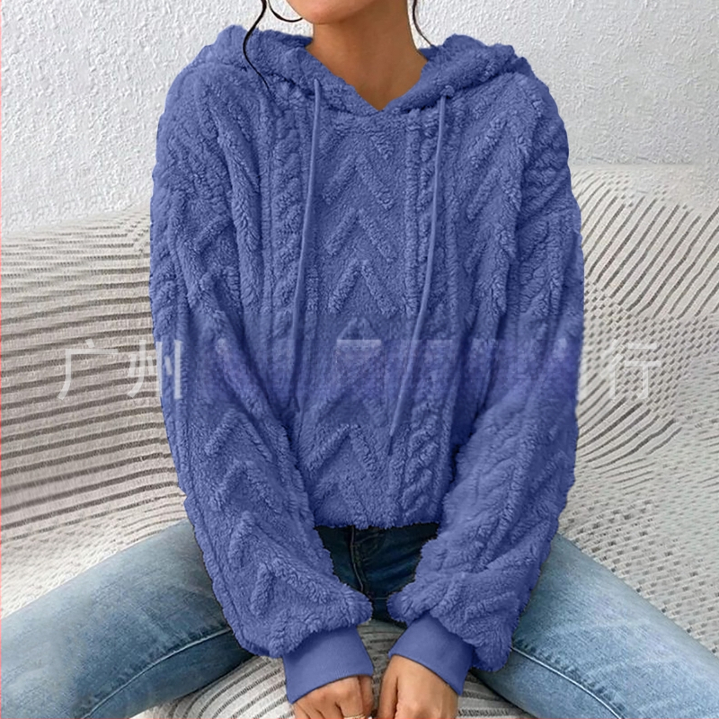 Hanorac casual cu mânecă lungă din catifea, cu glugă și șnur, pentru femei, cu umeri goi, Amazon, toamnă nouă, model Teddy