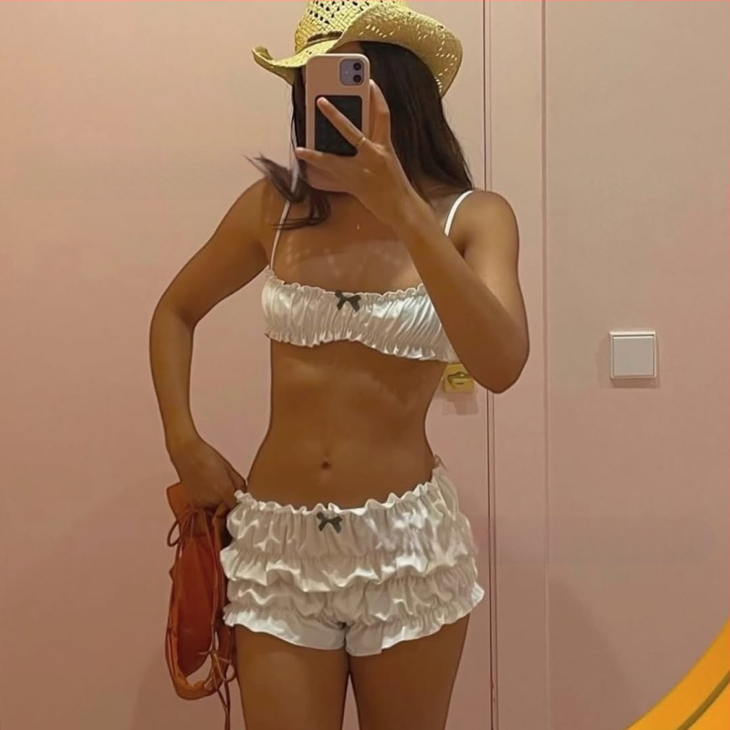Uus ühevärviline Spice Girlsi ujumistrikoo, naistele mõeldud seksikas topp, kõrge vöökohaga plisseeritud bokserid