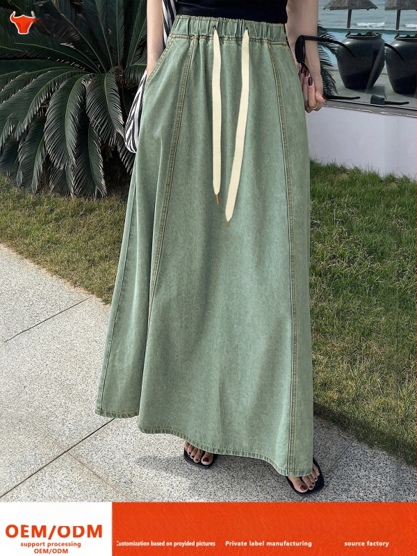 Határokon átnyúló külkereskedelem Amazon európai és amerikai amerikai design rugalmas derékú laza szoknya női lezser farmer szoknya