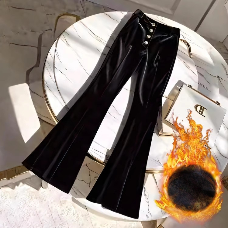 Nove hlače s mikro-proširenjem za jesen i zimu, bijele odijelne hlače za žene, moderne široke hlače s baršunom i zadebljanjem